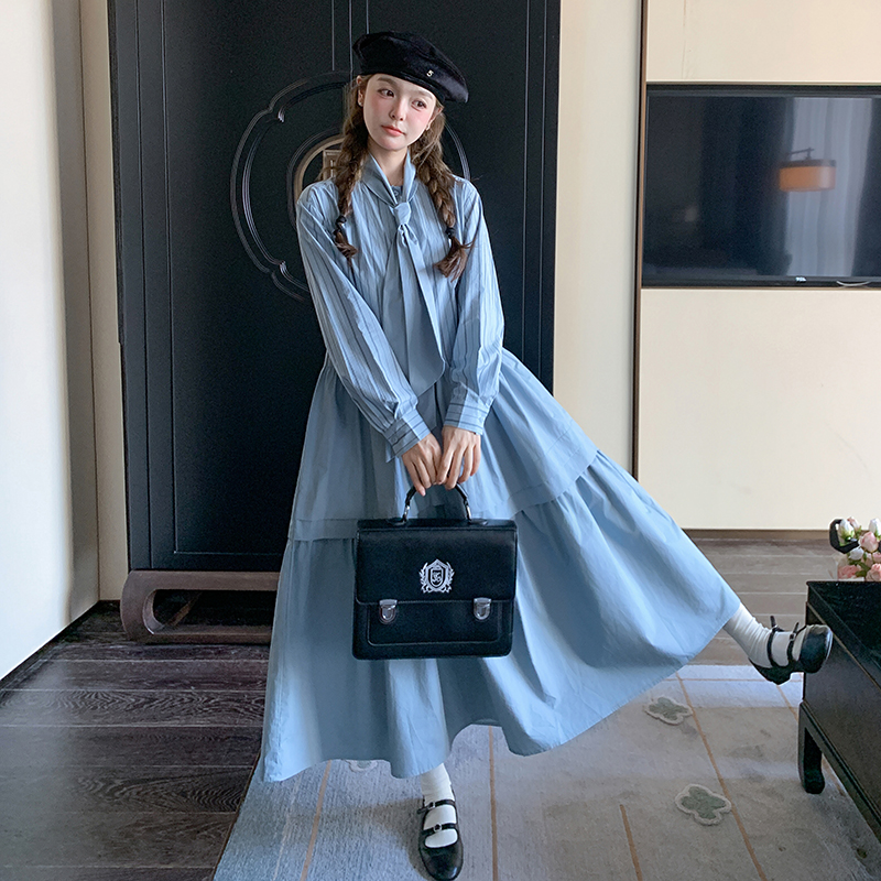 春季新款现货条纹拼接连衣长裙1532602P135K198，女装连衣裙，浙宝153