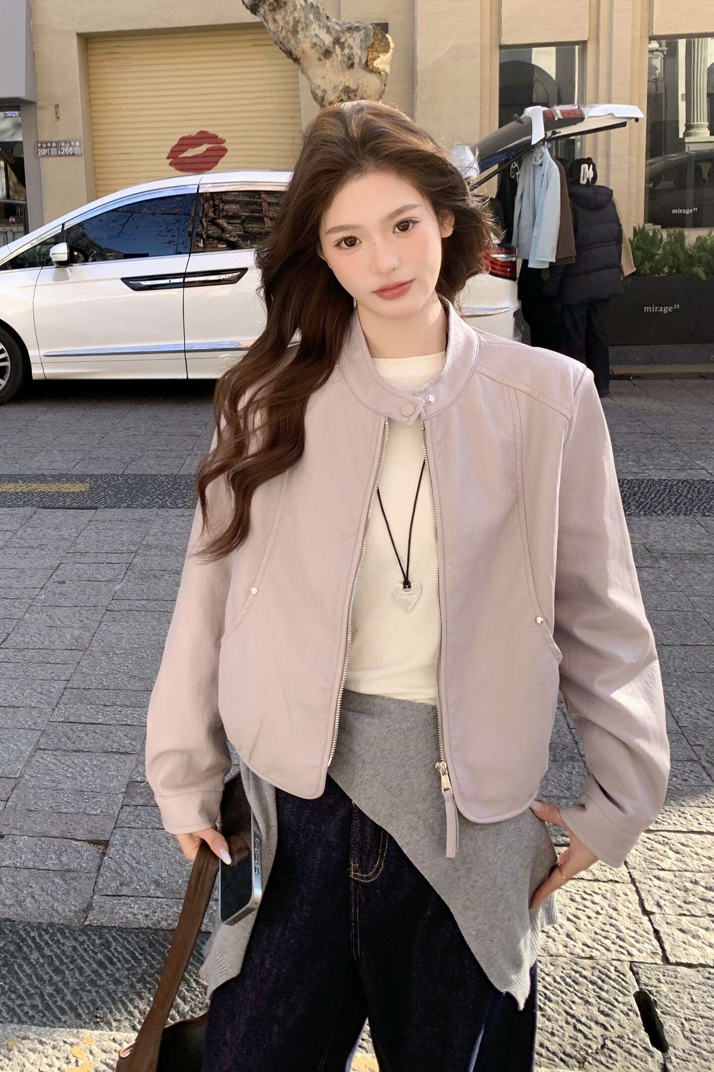 2026新款现货数据好韩版立领皮衣外套1535201P155K248,女装皮衣,浙宝153