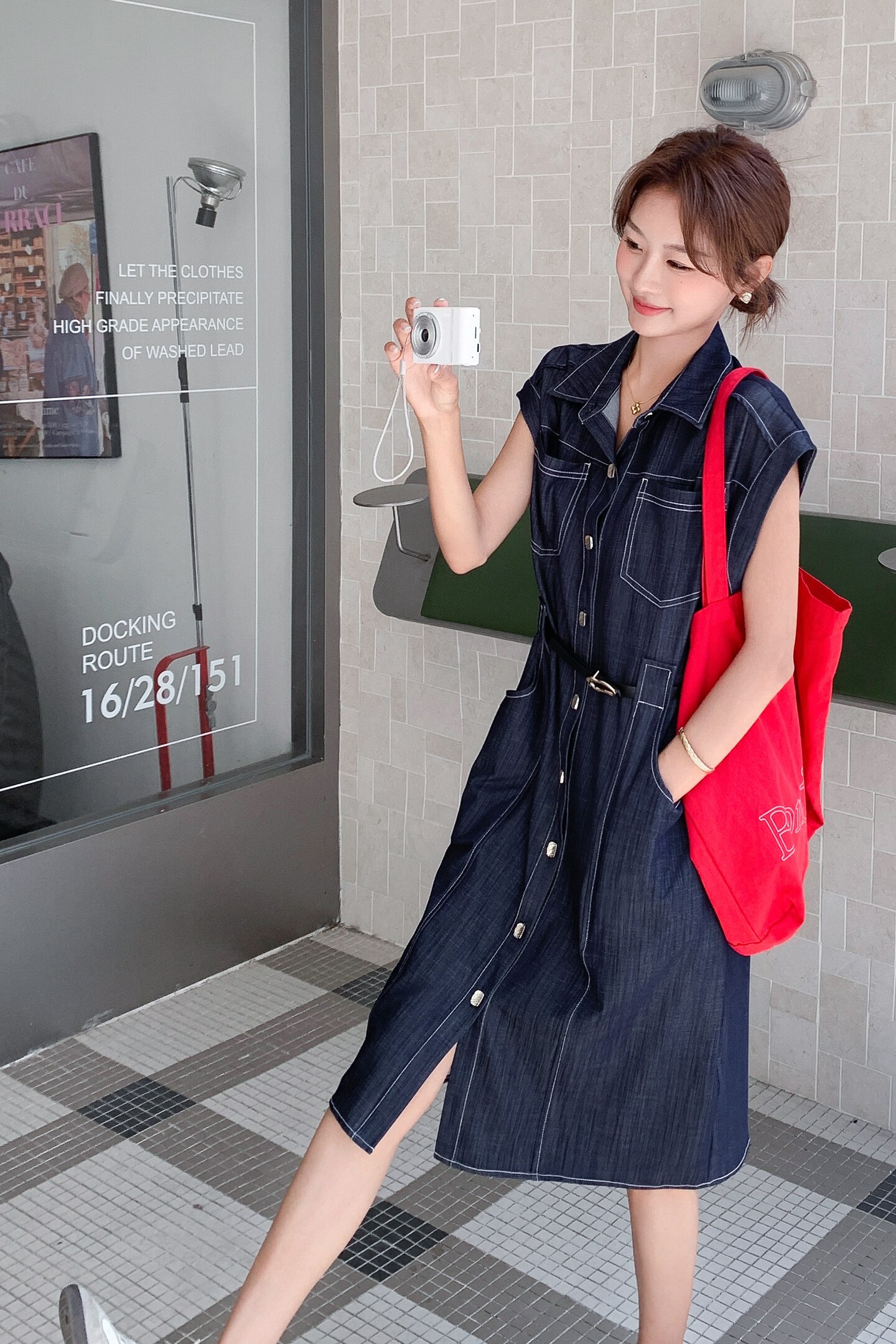 夏季新款现货天丝仿牛仔衬衫连衣裙1532637P145K198,女装连衣裙,浙宝153