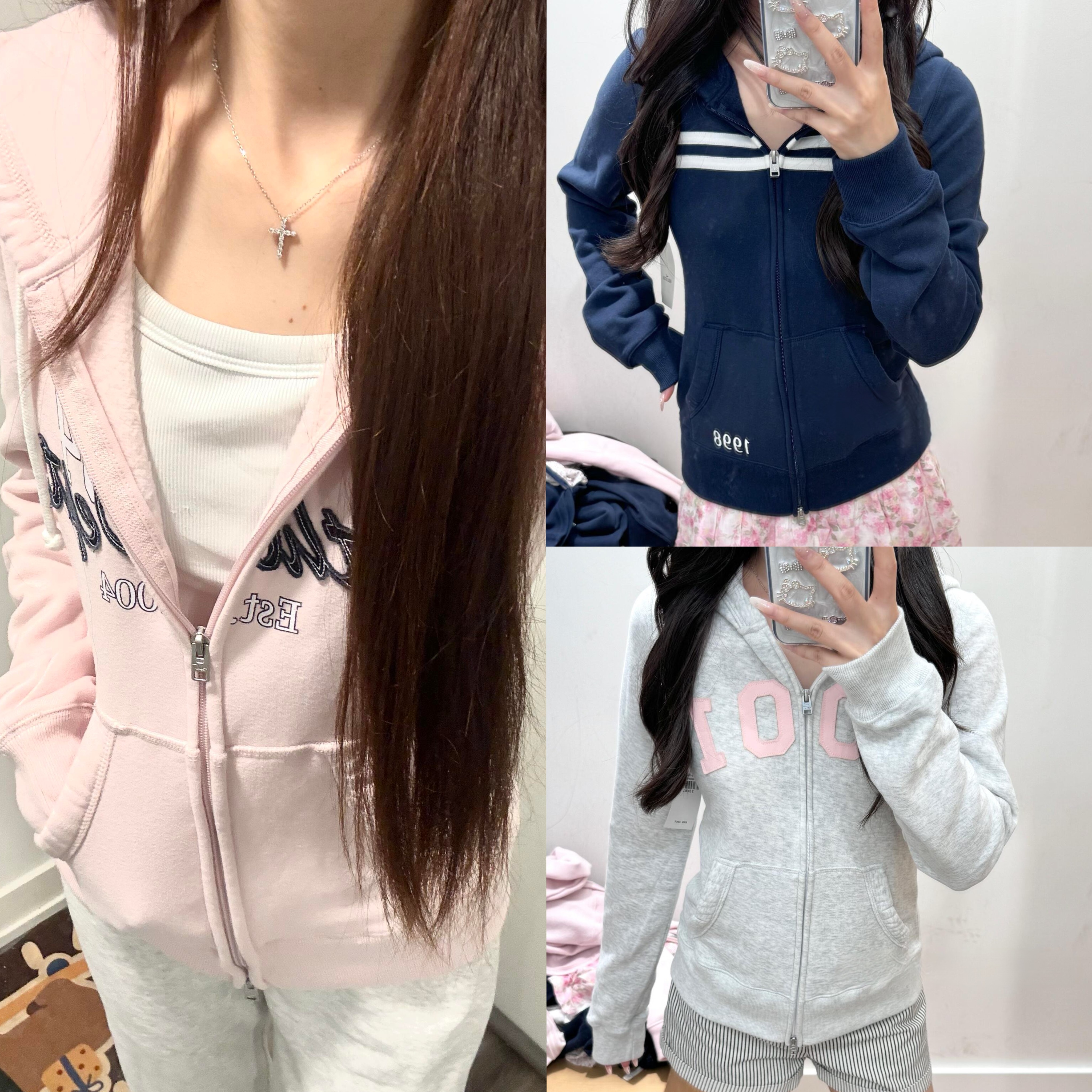 小海鸥2025年秋季新款美式复古字母印花连帽卫衣女修身休闲外套