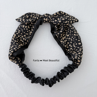 范拉手作法式复古豹纹甜酷风蝴蝶结发带式发箍时尚百搭简约头饰品