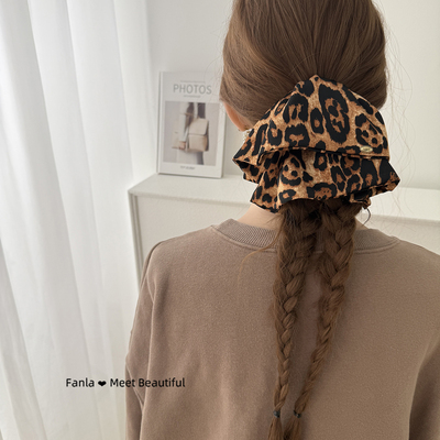 范拉手作时尚洋气复古豹纹裙摆饱满后脑勺抓夹马尾夹头饰发饰品