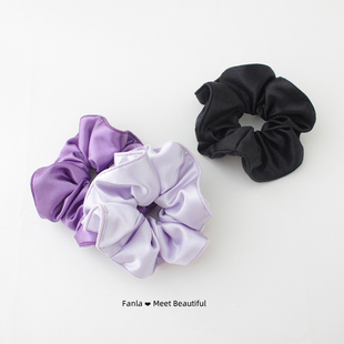 范拉手作2026新款法式高级感水晶缎大肠发圈女简约百搭黑色肥肠圈