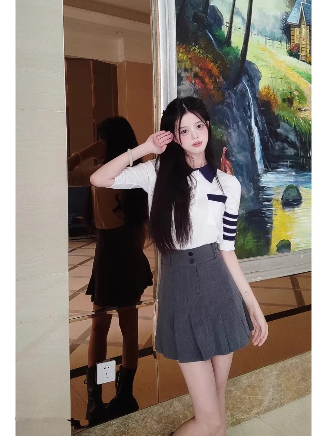 套头polo领毛针织衫包邮