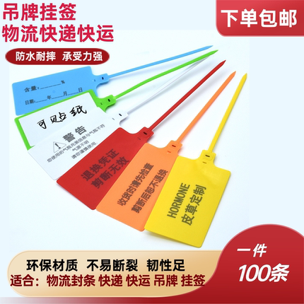 超大号防退换一次性塑料封条检物流吊牌挂签标识牌电缆标签牌园林