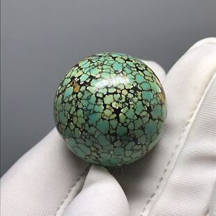原矿高瓷唐三彩绿松石圆珠 湖北纯天然