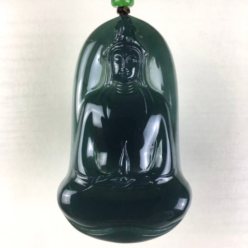 新款天然危料翡翠a货冰种蓝水素衣观音吊坠玉石观音菩萨挂件玉佩