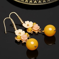 Серьги из воскового агата, янтарное длинное украшение-шарик