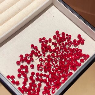 钛钢红色超闪本命年双面耳骨钻球高级耳钉气质新年耳环防过敏耳饰