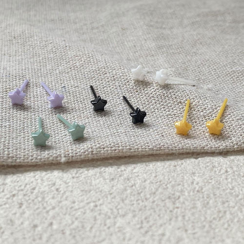 【生物瓷耳钉】星星耳钉耳洞甜美睡觉免摘简约耳棒耳环小清新耳饰