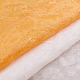 暗纹丝麻●薄款橘、白色光泽暗纹提花春夏古装汉服旗袍面料布料