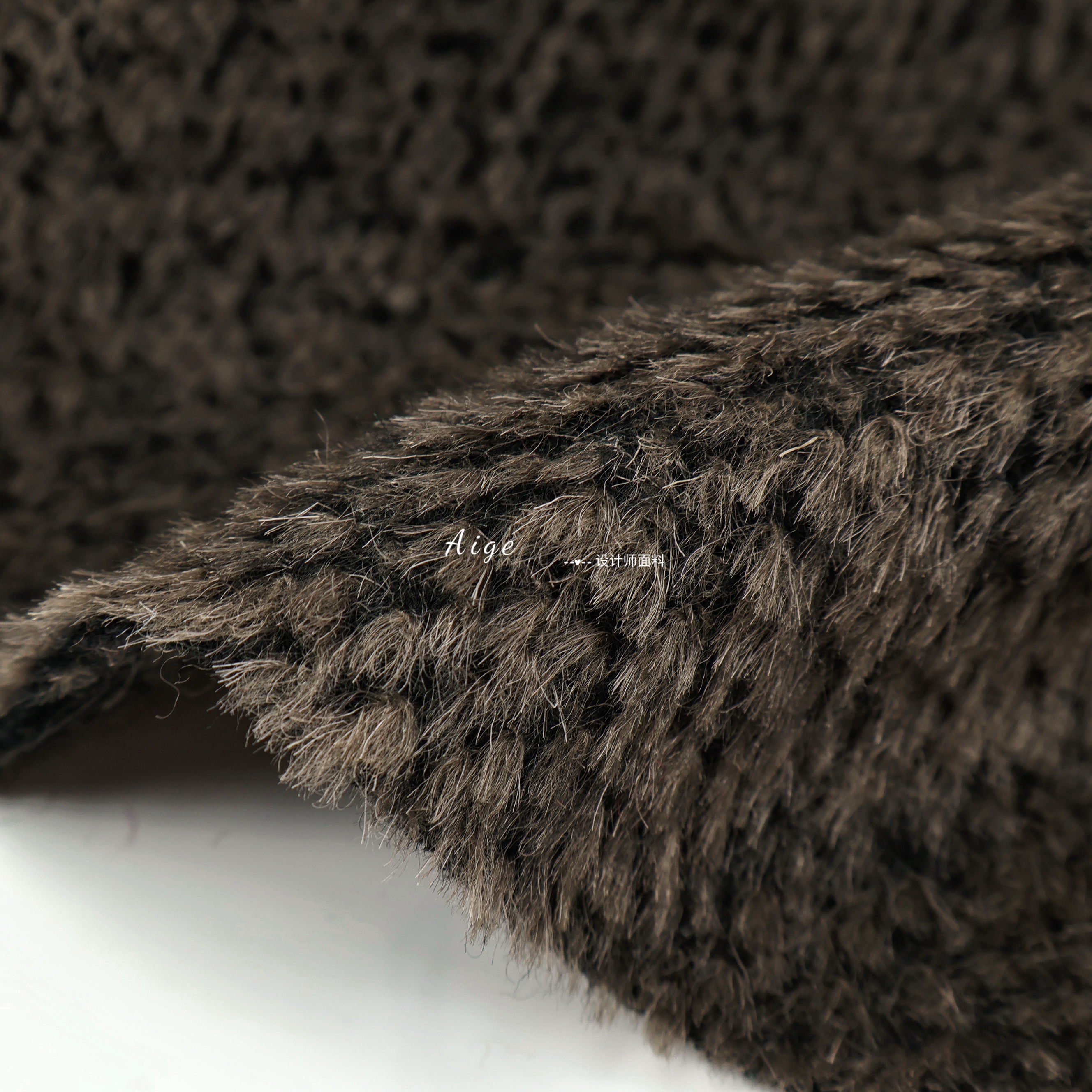 原装进口 灰棕色苏力羊驼毛羊毛长毛毛料面料秋冬大衣设计师布料