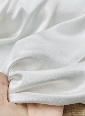 纯白色重磅丝滑真丝感纯棉光泽缎面棉缎布料衬衫汉服春夏服装面料