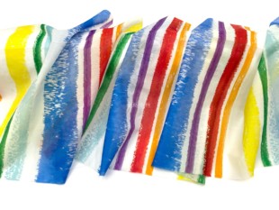薄款微透 彩色晕染竖条纹真丝桑蚕丝棉混纺面料衬衫连衣裙布料diy