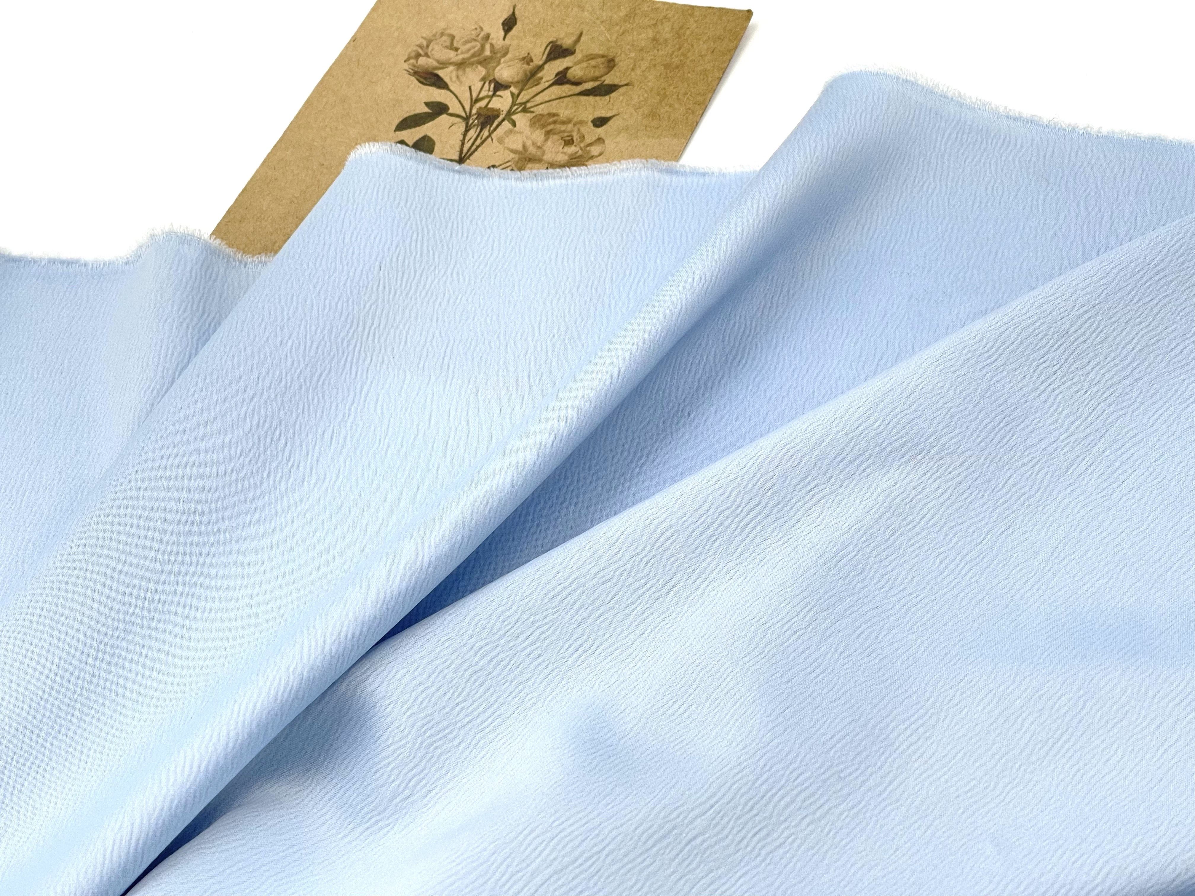 超奢华 浅蓝色水波纹肌理垂感光泽礼服裙时装缎面料高级定制布料