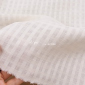 裙古装 透气细致 白色小格纹色织真丝桑蚕丝亚麻面料春夏衬衫 布料