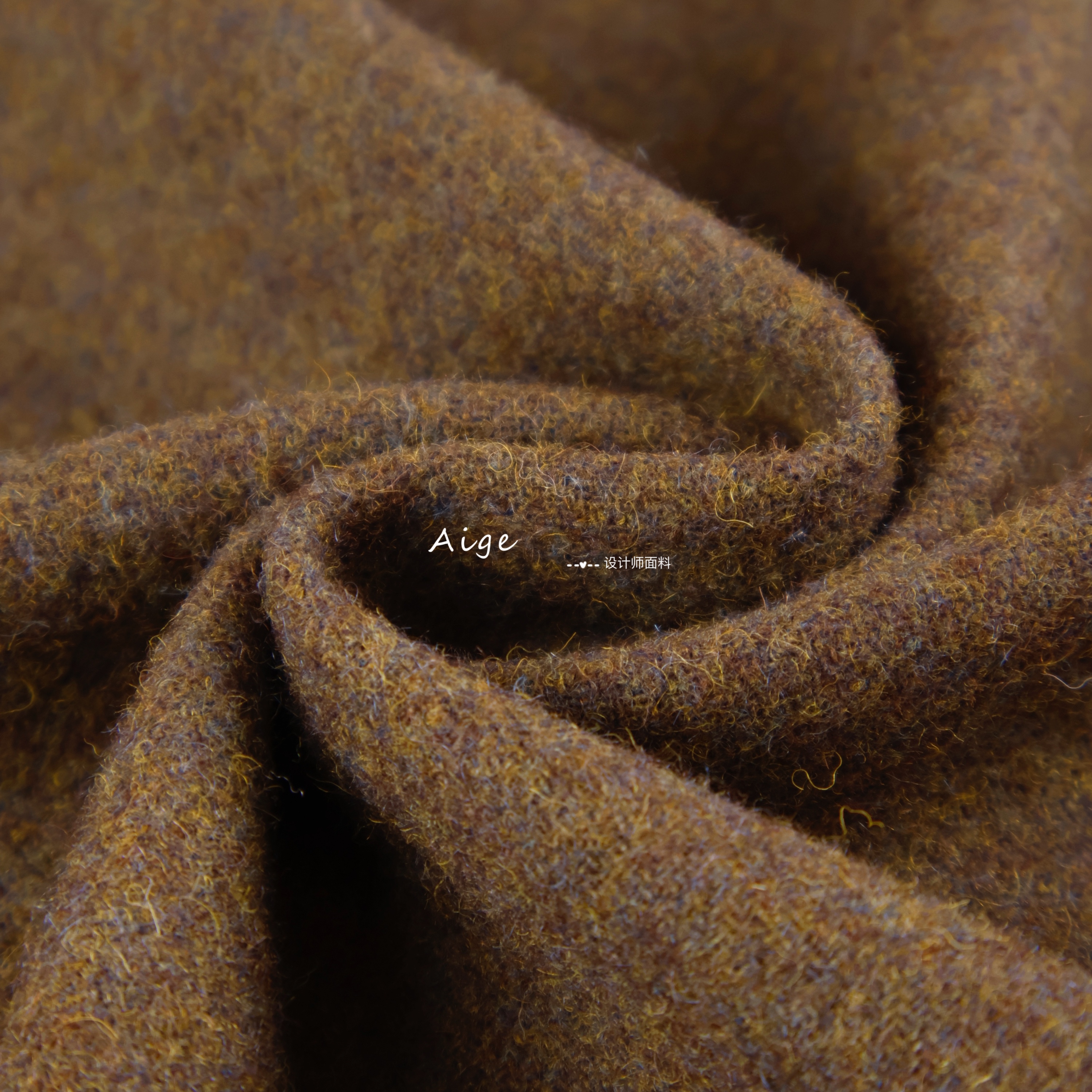 tweed复古混色花纱 绿棕色纯色羊毛呢毛料羊毛布料西装套装面料