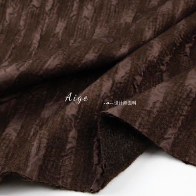 加厚双面 深棕色圈圈肌理仿羊羔毛面料大衣外套夹克设计师布料DIY