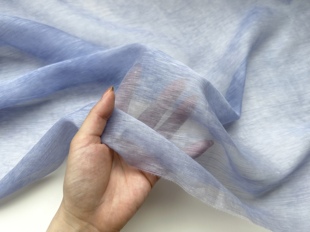 微廓半透明 蓝色超薄丝麻天丝苎麻亚麻布料衬衫纱裙汉服面料DIY