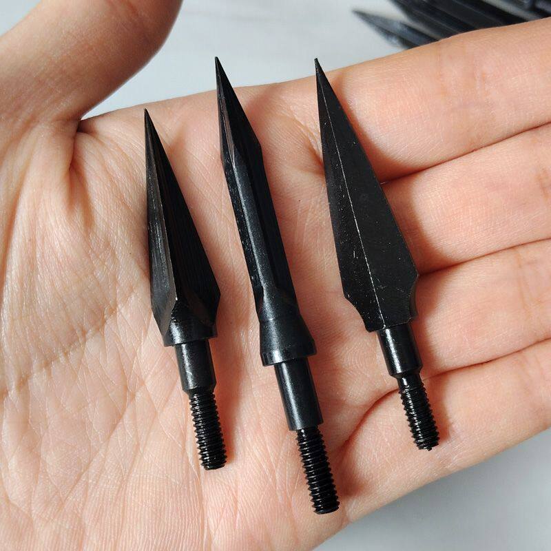 弓箭头柳叶破甲箭头通用螺纹户外射箭射击美猎反曲复合弓箭碳钢头