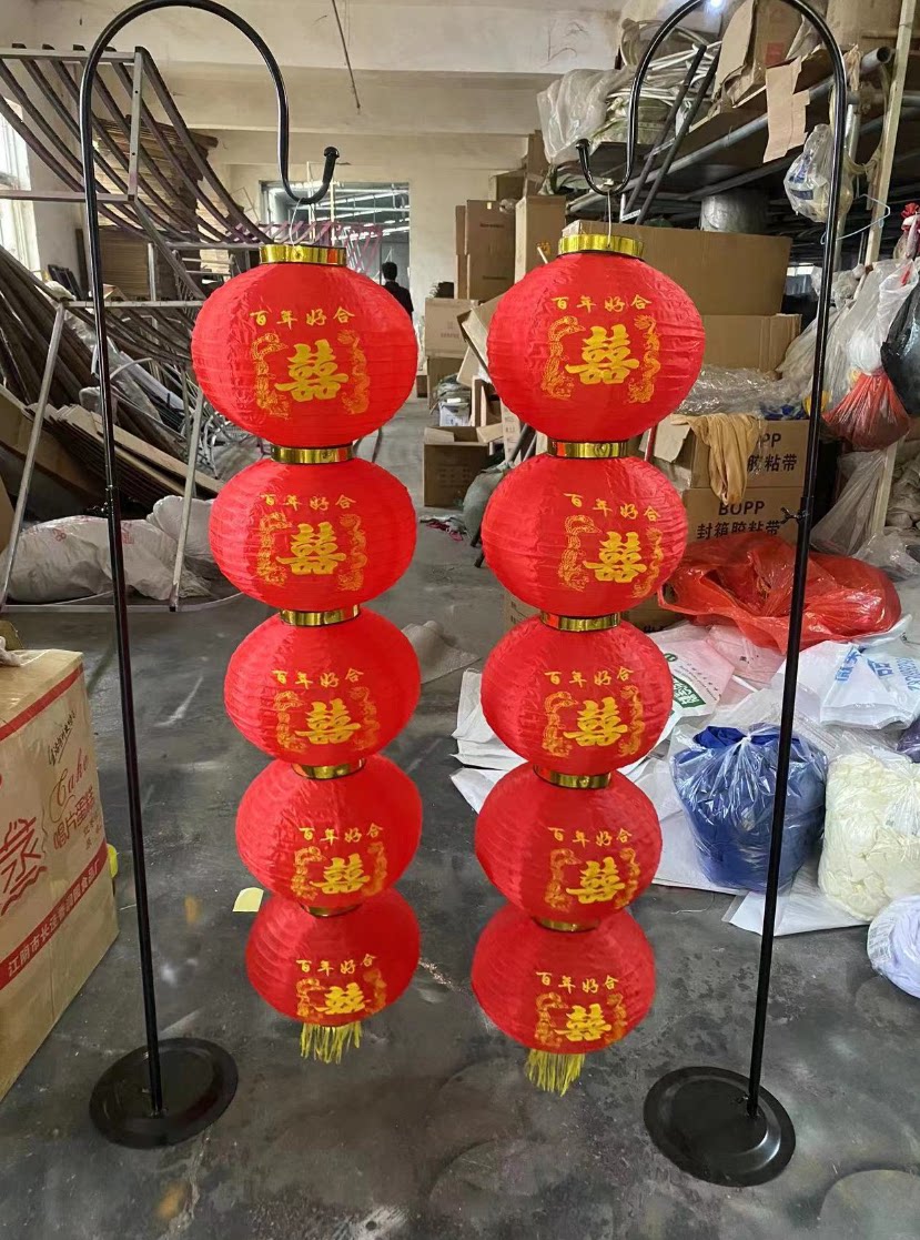 新款中式弯钩路引婚庆道具灯笼挂钩单钩铁艺花球路引婚礼用品结婚