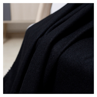 七彩之韵日本黑色纯羊毛法兰呢绒布料男女西装外套裤子衣服装面料