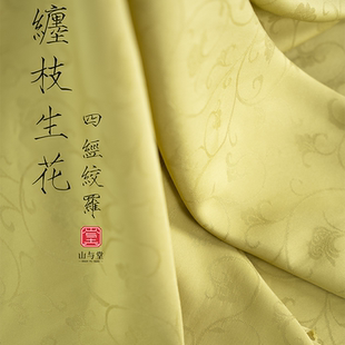 七彩之韵缠枝生花21姆米桑蚕丝四经绞罗春夏布料士连衣裙服装面料