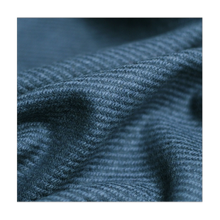 七彩之韵深蓝色斜纹羊毛呢绒秋冬季布料女士大衣外套女装服装面料