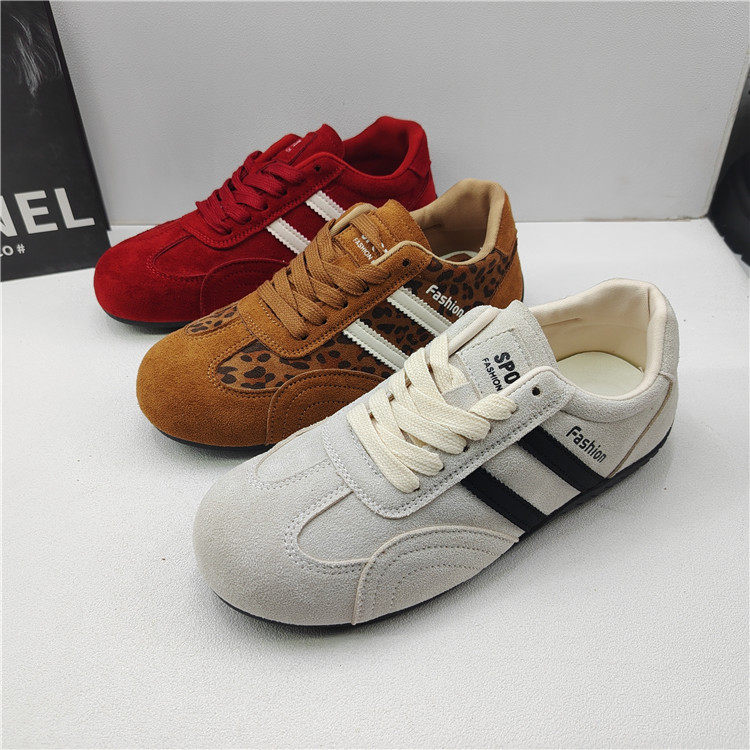 2026年春季拼色德训鞋女豹纹休闲运动鞋圆头系带平底舒适百搭单鞋,女鞋,德训鞋,淘宝优惠券,粉丝福利购,淘宝优惠卷