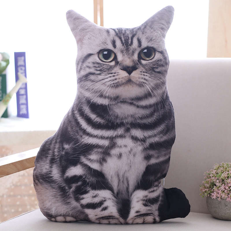 日本3D仿真猫咪抱枕毛绒玩具猫型玩偶长条枕头可爱少女心生日礼物