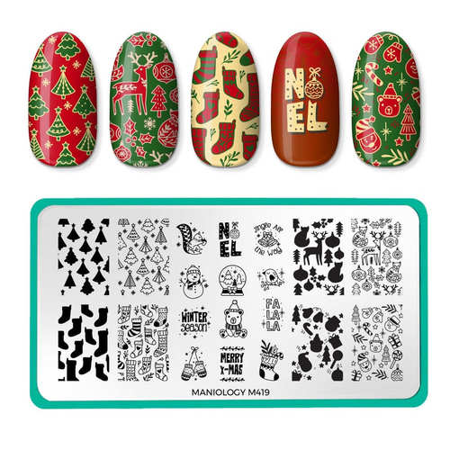 Maniology曼妮芝美甲印花板M419圣诞喜悦饰品