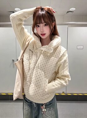 冬季甜美韩系波点加厚短款棉衣