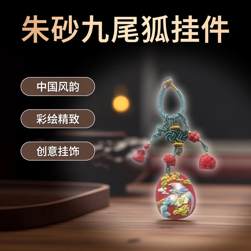 中国风朱砂手机挂件精品彩绘红砂喜上眉梢吉象如意小挂件手机挂件