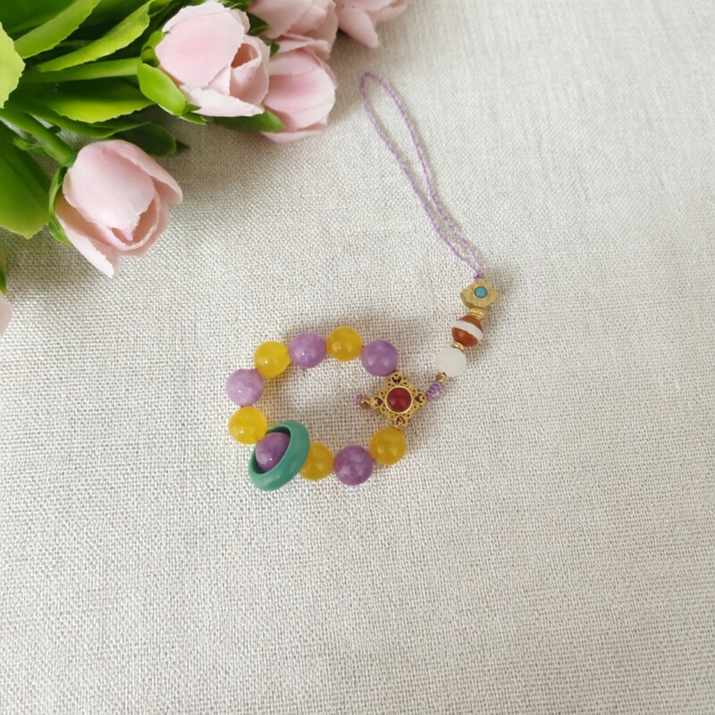 孤品天然水晶多宝手机链女款轻奢小众设计感高级手机挂件汽车挂饰