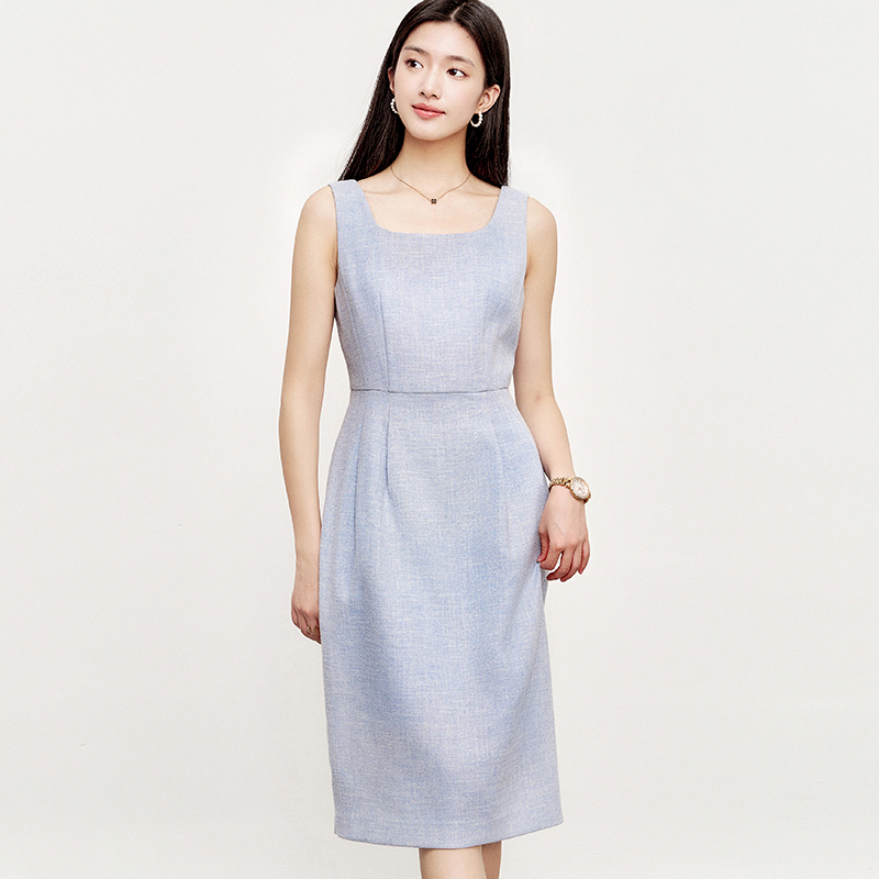 OFFIY-蓝色浅春系穿搭套装连衣裙