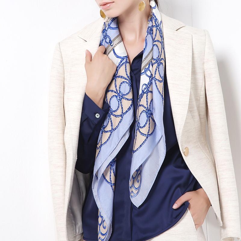 意大利商务风高级几何真丝围巾