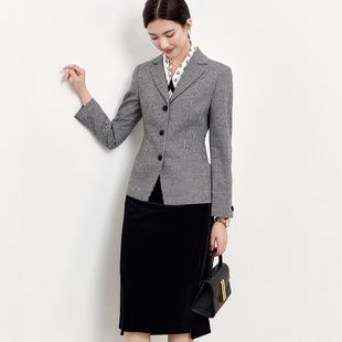 外套 R秋冬商务精英千鸟格收腰细西装 OFFIY高级羊毛系列 奢牌D