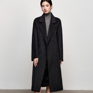 款 x801经典 澳洲羊毛骆驼绒双面呢收腰烟灰秋冬大衣 奢牌Ma OFFIY