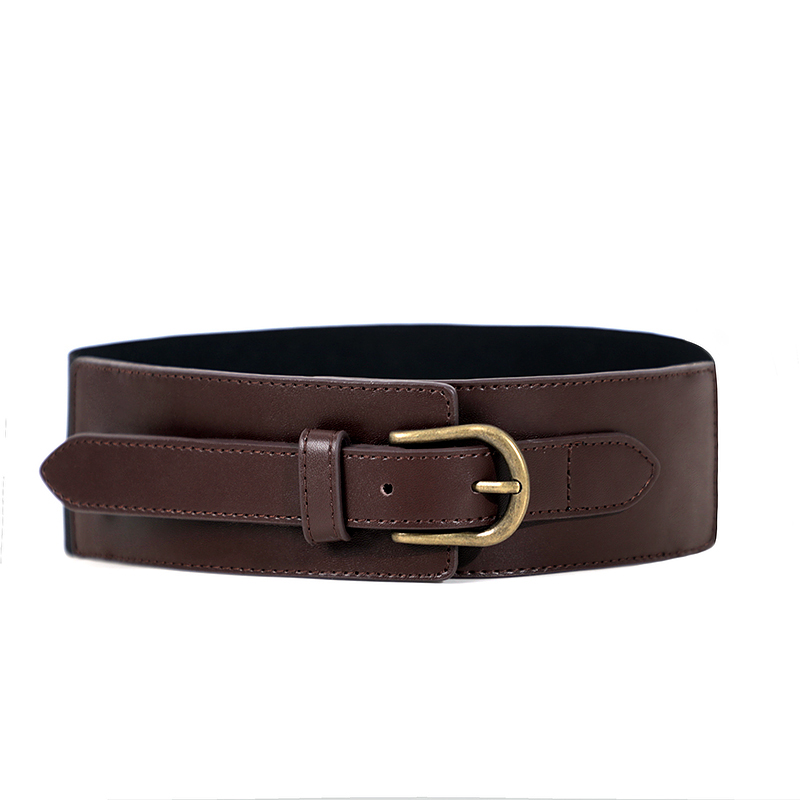 巧克力色高级帅气复古风宽腰带