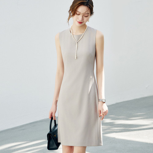 立裁羊毛肌理感通勤无袖连衣裙
