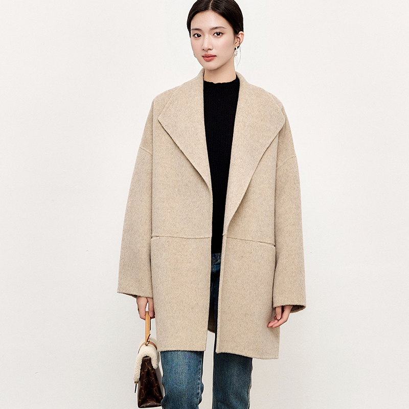 中长双面呢大衣OFFIY羊毛驼绒