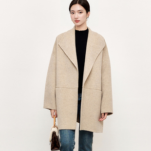 澳洲进口羊毛驼绒桑蚕丝秋冬双面呢大衣新款 特7折高奢复刻 OFFIY