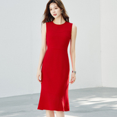 修身 OFFIY经典 小海鸥 高级醋酸本命年红色小礼服高级连衣裙小红裙