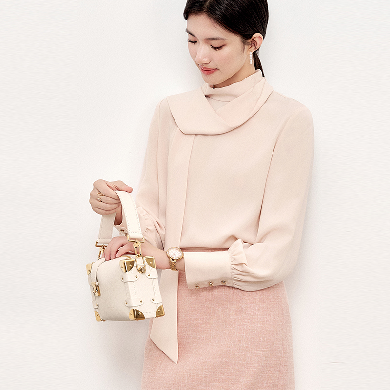 长袖雪纺衬衫OFFIY进口柔美修身