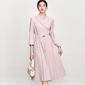 温柔职业感 粉色优雅仪式 感职业正式 OFFIY 场合西装 秋连衣裙秋冬