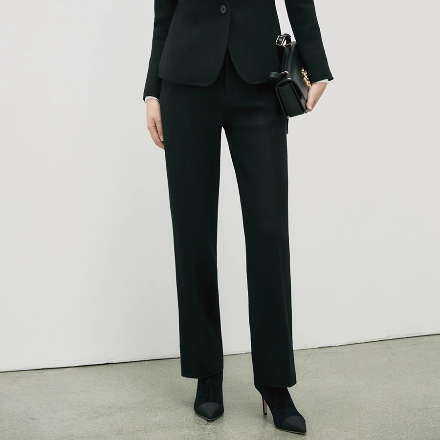 秋冬OFFIY毛呢吸烟裤修身