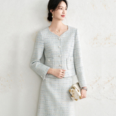 羊毛混捻花纱高级小香短外套西装 OFFIY 清贵气质名媛 半裙套秋冬