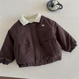 儿童棉服冬童装男童潮牌夹棉外套宝宝卡通小狗棒球服小童夹克