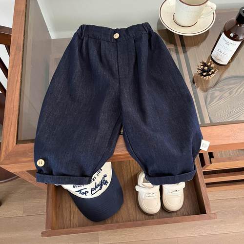 ins韩版秋季男宝宝休闲活性牛仔裤婴幼儿防褪色宽松复古百搭裤子