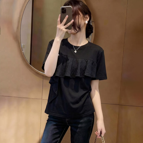 夏季新款韩版设计感宽松休闲百搭减龄高级感短袖T恤衫上衣棉质女